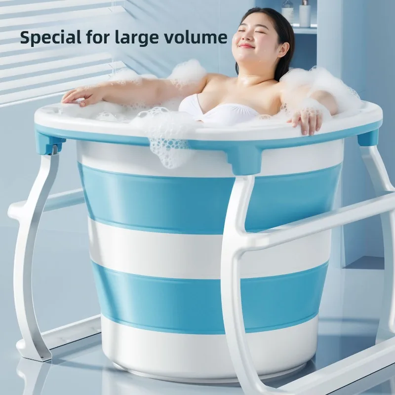 Collapsible Adult Bath Tub Baby Swimming Tub Raised Sides Extra Large Circular Full Body  Large Adult Child Baby Bathing Pool