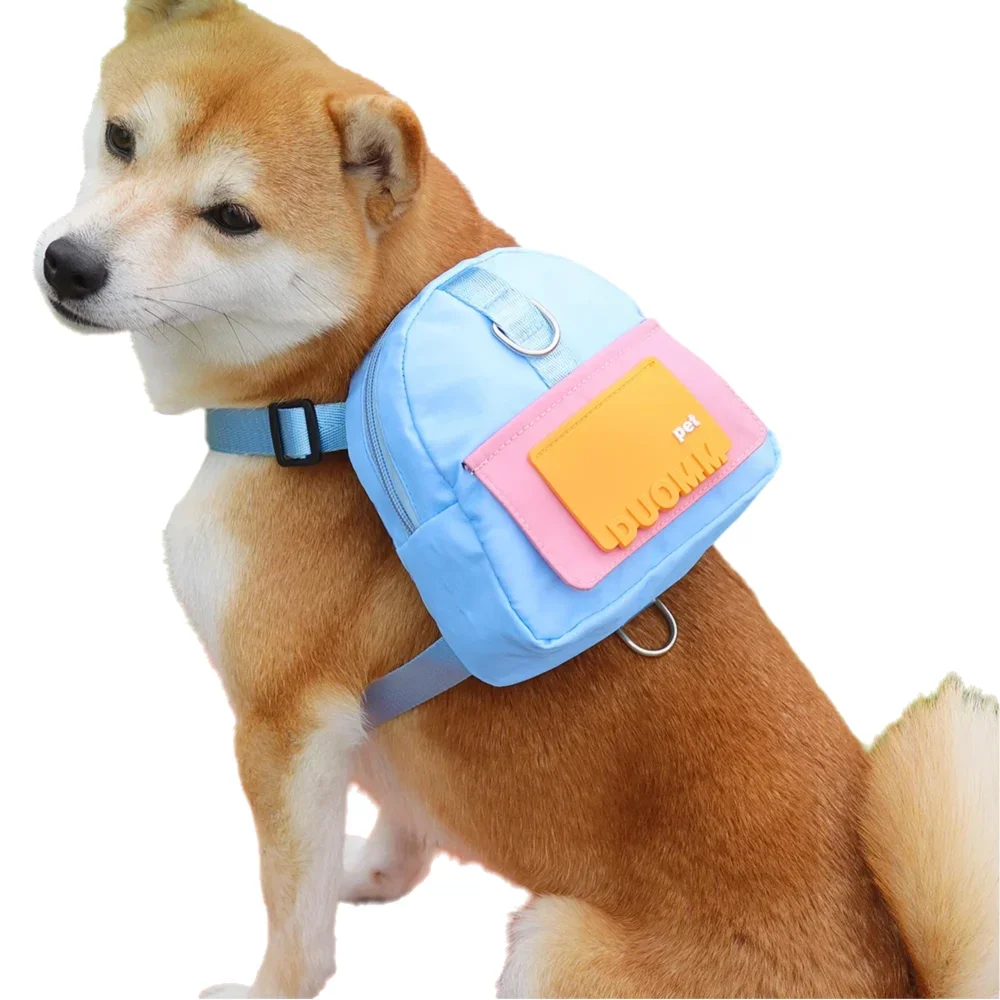 

Рюкзак для домашних животных для собак, сумка для щенков с ошейником для путешествий на открытом воздухе, рюкзак для закусок для собак, рюкзак с героями мультфильмов для собак