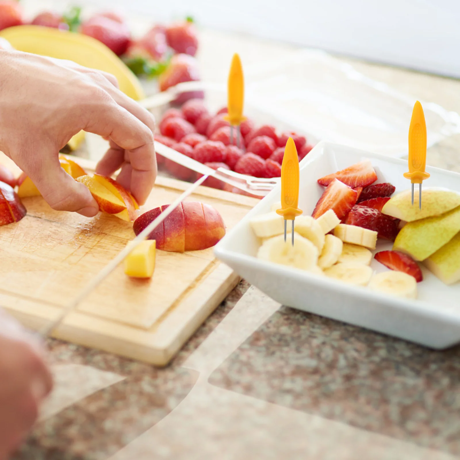 

12Pcs Stainless Steel Corn Forks Bbq Tools Rust-Resistant Practical Fruit Forks Corn Skewer Holders Grill Accessories