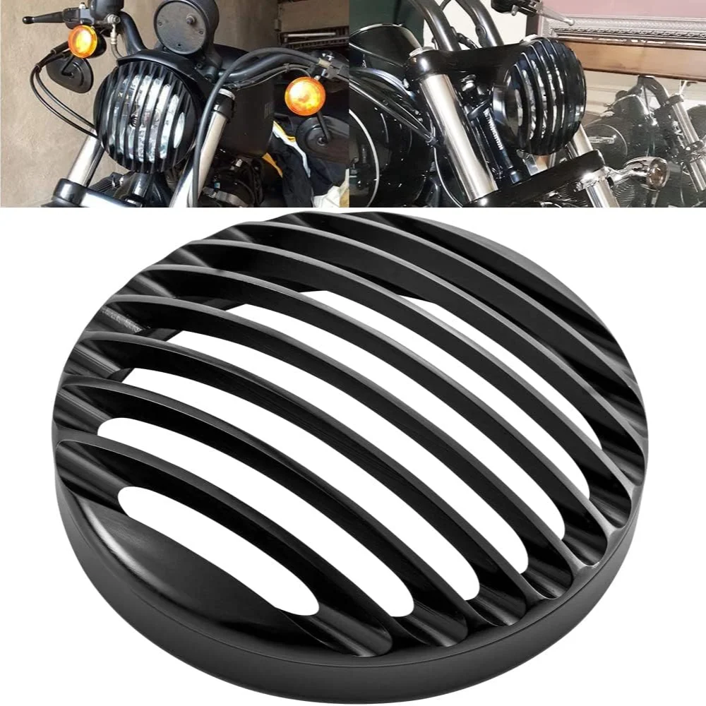

5 3/4" Black Aluminum Headlight Grill Cover for 2004-2014 Har-ley Sportster XL 883 1200