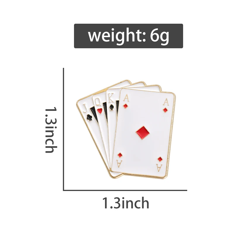 Playing Card Enamel Pins Creative Brooches Lapel Badge Golf Baseball Hat Decorative Clips Accessories Jewelry Gift for Friends