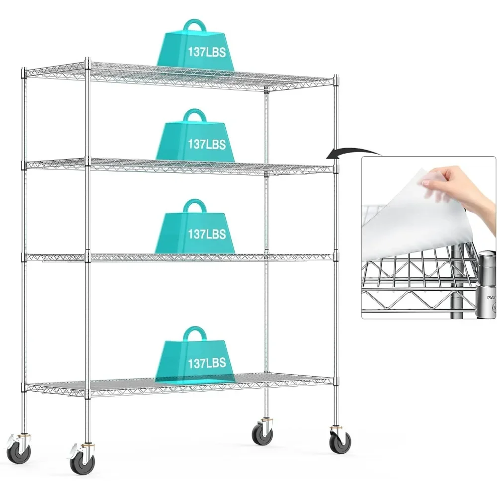 

Wire Shelving with Wheels, 60x24x72 Inch, 2000 Lbs Storage Shelves Heavy Duty, Commercial-Grade Adjustable Utility Shelf