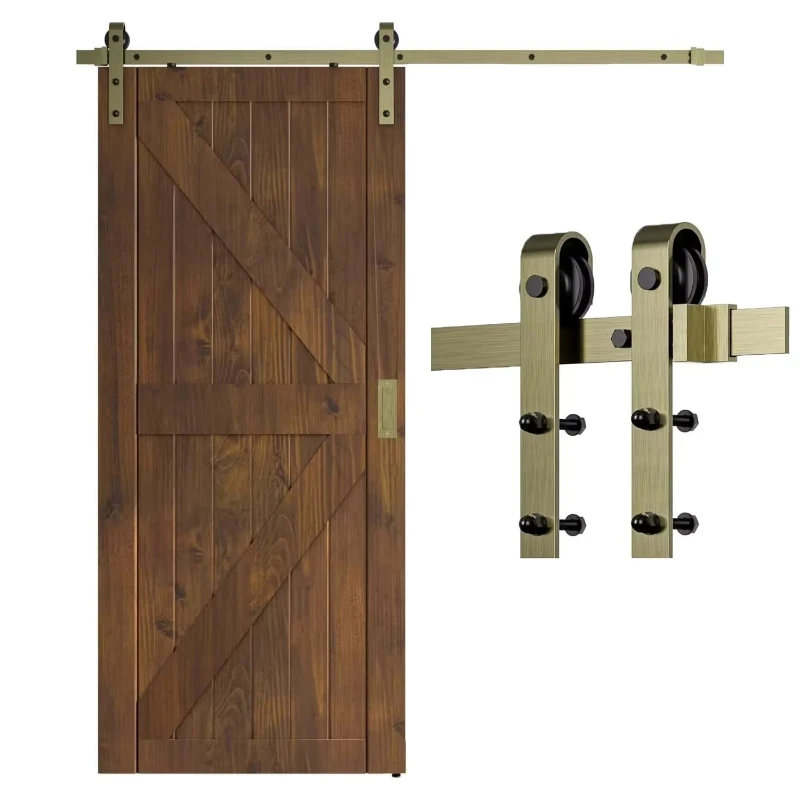 

Sliding barn door track kit, straight pulley, smooth mute, easy to install