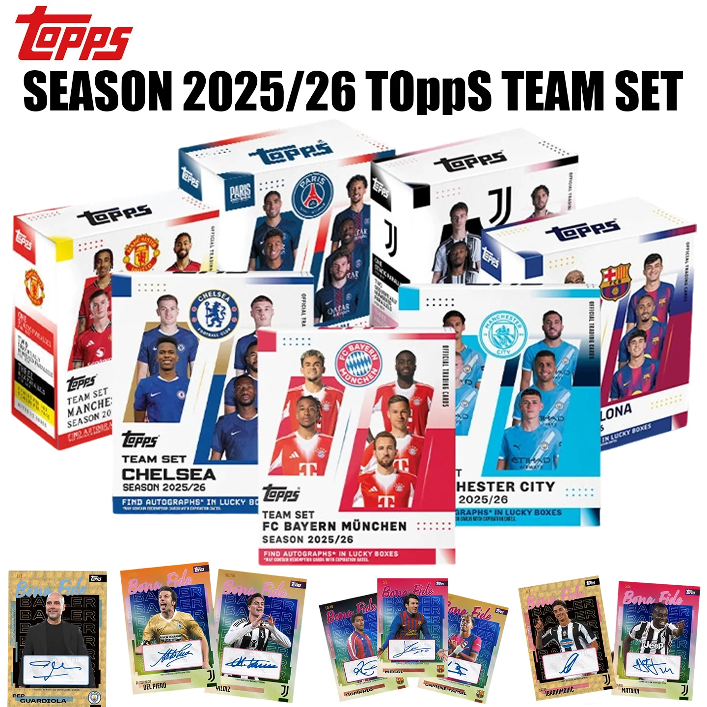 

Коллекционные футбольные карточки Topps 2025-2026: Полный набор команд (ПСЖ, Челси, Манчестер Сити, Барселона, Ювентус, Бавария) — Официальные премиум-карточки для спортивной коллекции