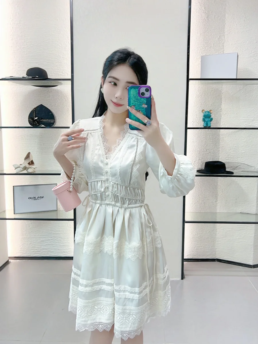 Ele Lace Long Sve V… - image