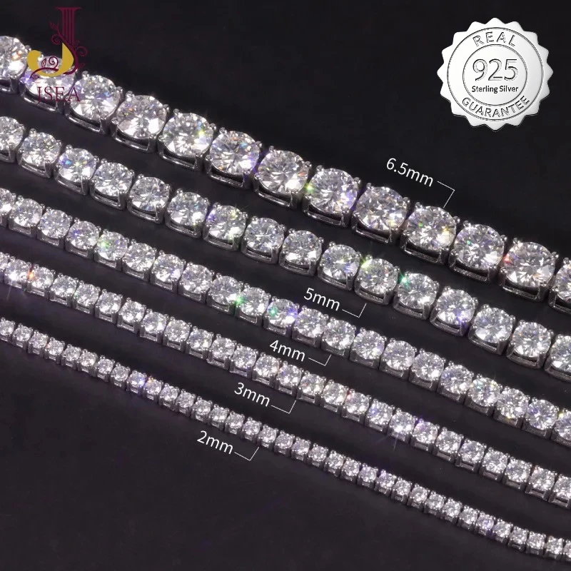 

Hotselling 2mm-6.5mm 925 Sterling Silver Round Brilliant Cut Moissanite Tennis Bracelet Long Lasted Plating