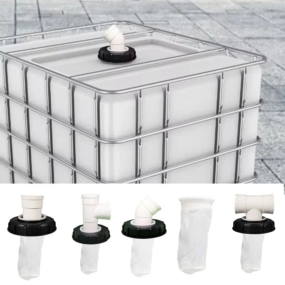 163mm IBC Ton Drum Fittings Plastic Cap with Filter Screw T-shaped/Straight Head/Elbow/Vertical Rainwater Filter Cover Washable