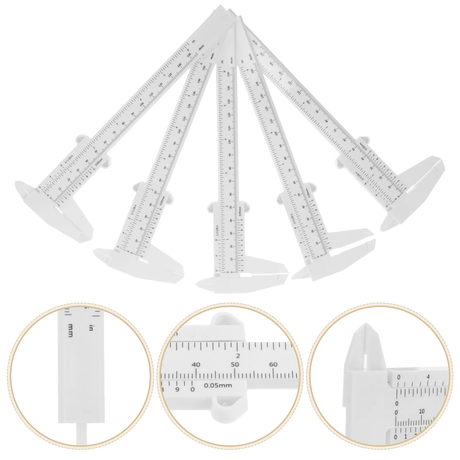 5Pcs Plastic Vernier Caliper Measuring Tool Multifunctional Student Experimental Gauge Ruler Lightweight HighPrecision Durable