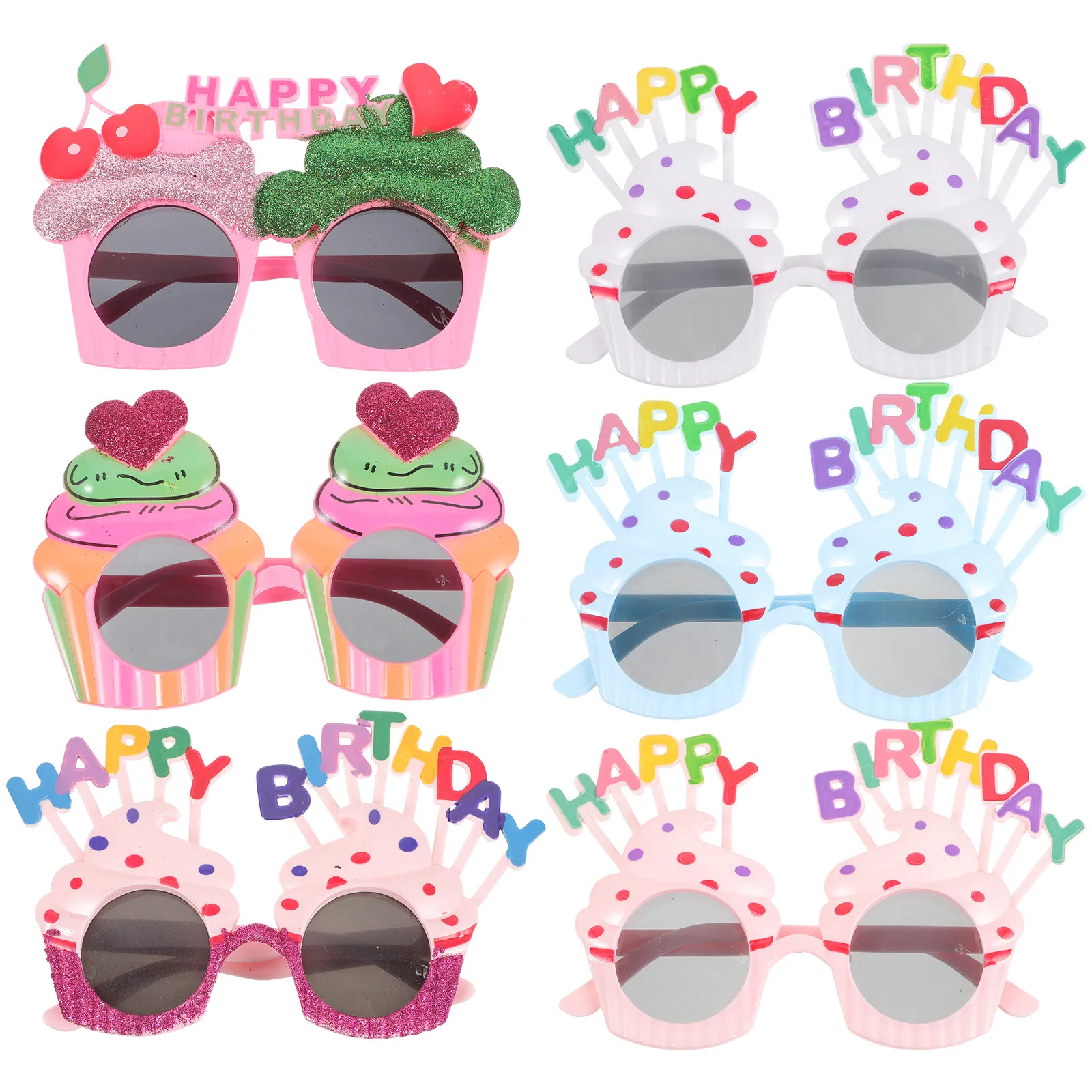 

6 шт. забавные пластиковые очки для дня рождения, легкие праздничные очки с милым дизайном, реквизит для фотосессий на день рождения