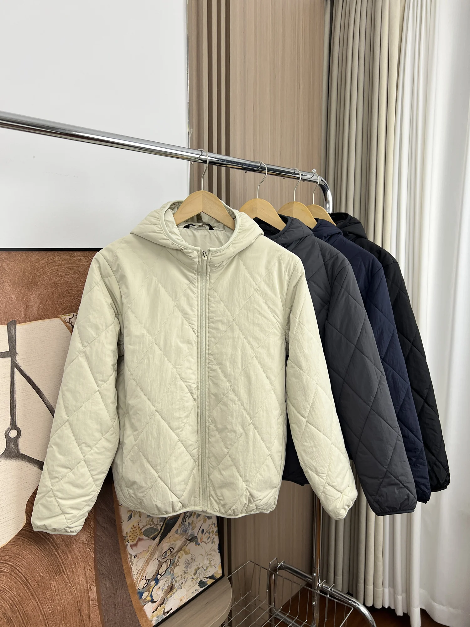 

Легкая теплая хлопковая куртка с капюшоном, стеганое хлопковое пальто для мужчин и женщин, зимняя верхняя одежда в стиле ретро с ромбовидным узором