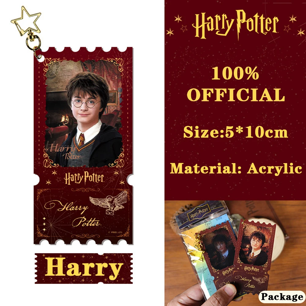 Echte Harry Potter Movie Ticket Stub Acryl Sleutelhanger Hermelien Ron Tas Rugzak Hangende Decoratie Ornament Meisjes Fans Geschenken