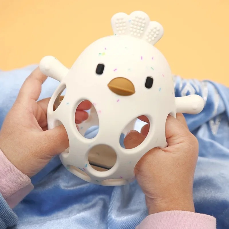 

1PC Baby Silicone Teether Toys Cartoon Chick Shape Hollow Out Care Equipment Chewing Training Products