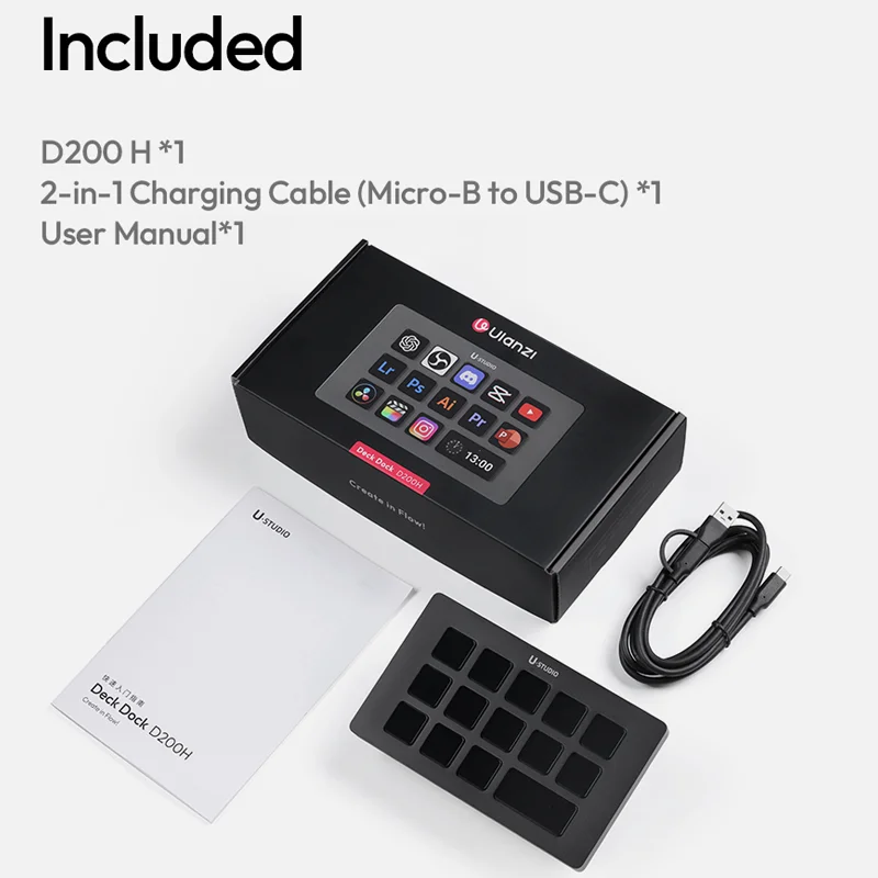 Ulanzi D200H 7 in 1ストリームデッキ、13個のDIYキー搭載ストリーム