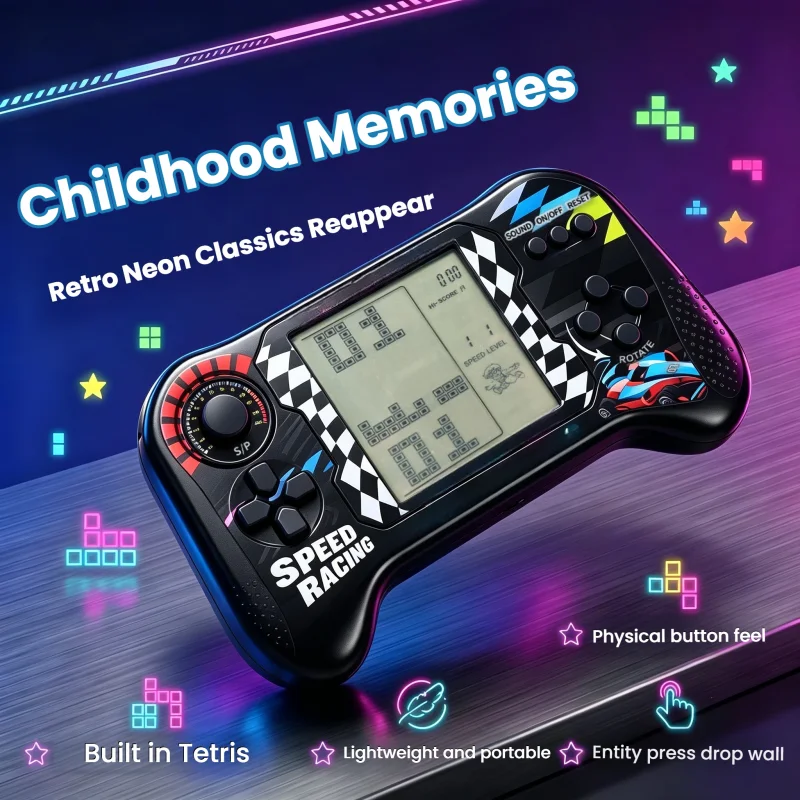 3.5 Inch  Large Screen Classic Tetris Game Console  Retro Handheld Game Device Portable Electronic Toy With Sound Effect