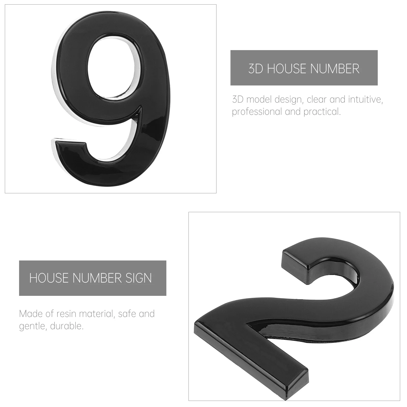 

10Pcs 3D House Sign Resin Material Clear Digital Doorplate Sticker Mailbox Window Gate Numbers 0 9 Easy Assemble