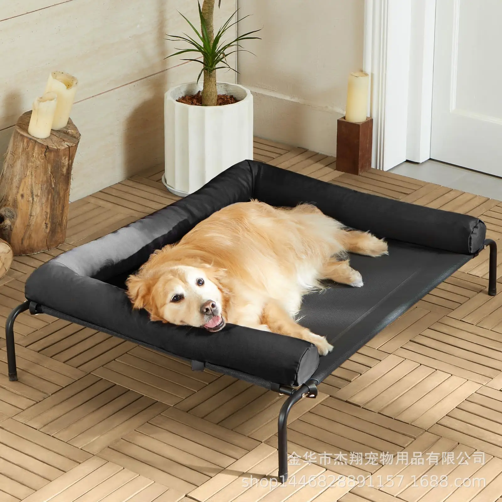 

Elevated Cooling Dog Bed Large Dog Raised Bed, Outdoor Anti-Chew Portable Pet Bed Non-Slip Foot Kennel
