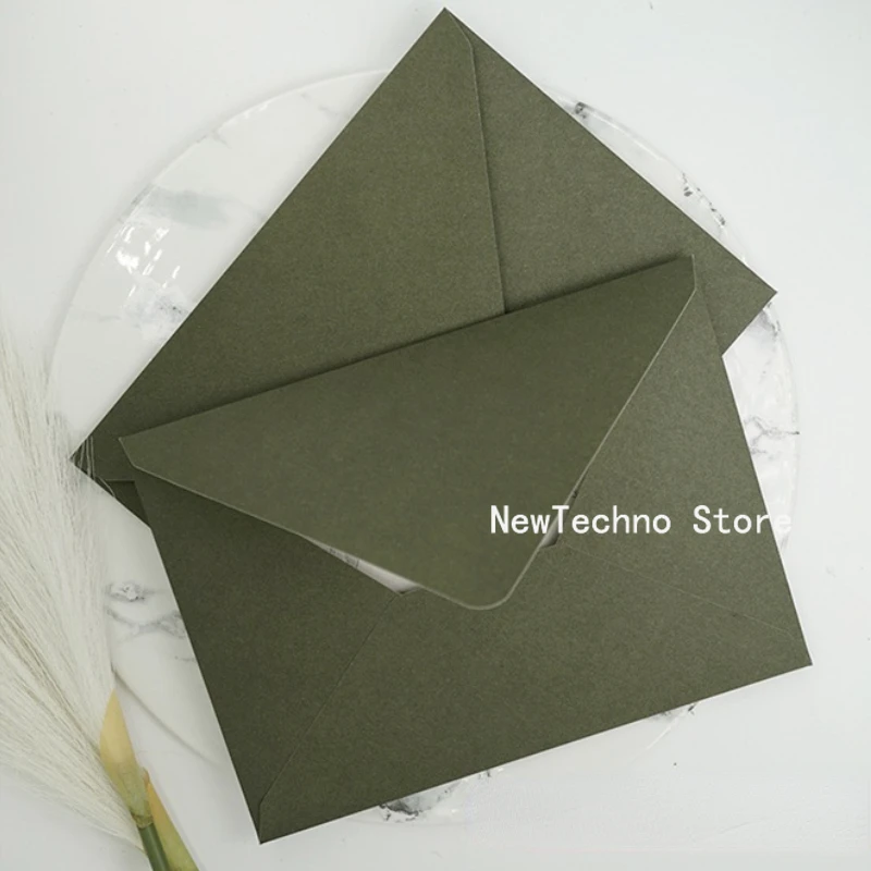 Avocado Green Series Vintage Envelopes Wedding Invitations Printing Lining Envelopes Invitation Stationary Paper Envelopes