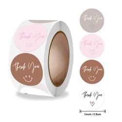 Thank You Stickers Roll 1 inch Waterproof | 500 Labels for Small Business Stickers pink thank you sticker paper Adhesive Labels