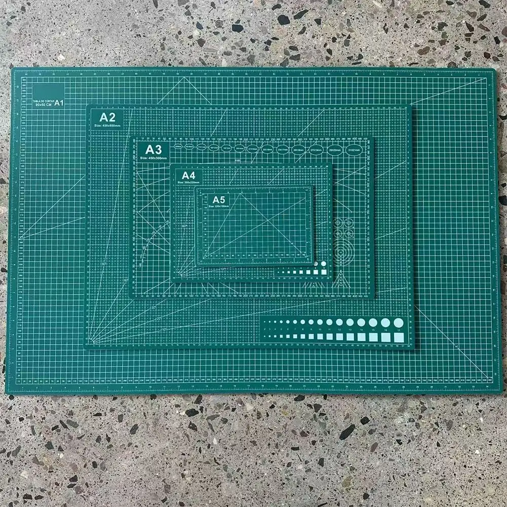 Almohadilla de corte de papel de PVC duradera A1/A2/A3/A4/A5/A6, tabla de cortar de doble cara, estera de corte de línea de rejilla Manual, tallado de arte DIY