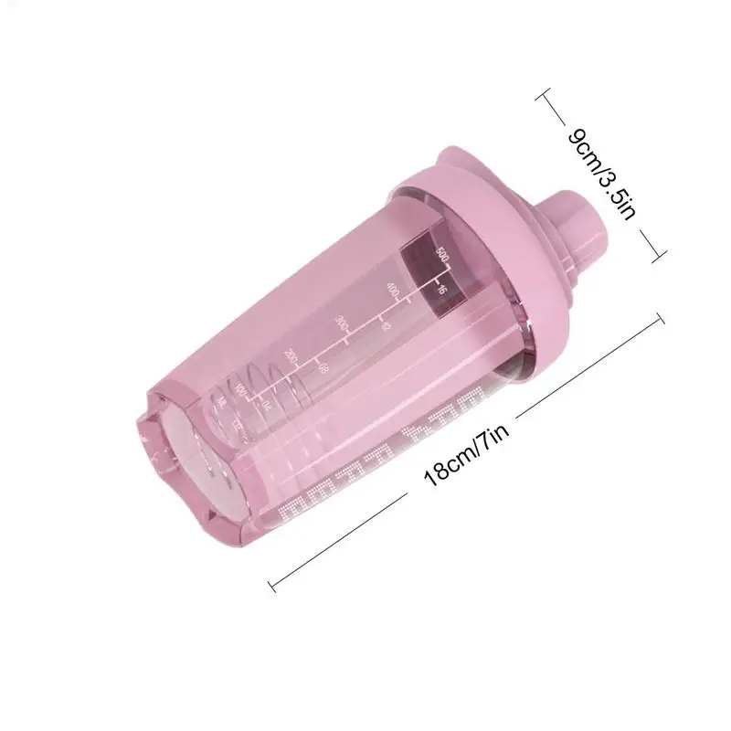 500 مللي زجاجة مياه رياضية هزة زجاجة البروتين مسحوق شرب زجاجة كوب كوب ماء رياضي مع علامة الوقت أكواب قابلة لإعادة الاستخدام