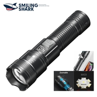 Smiling Shark SD1030 Zoomable Flashlight, M60 USB Rechargeable Plastic Torchlight, with Power Display, for Outdoor Camping