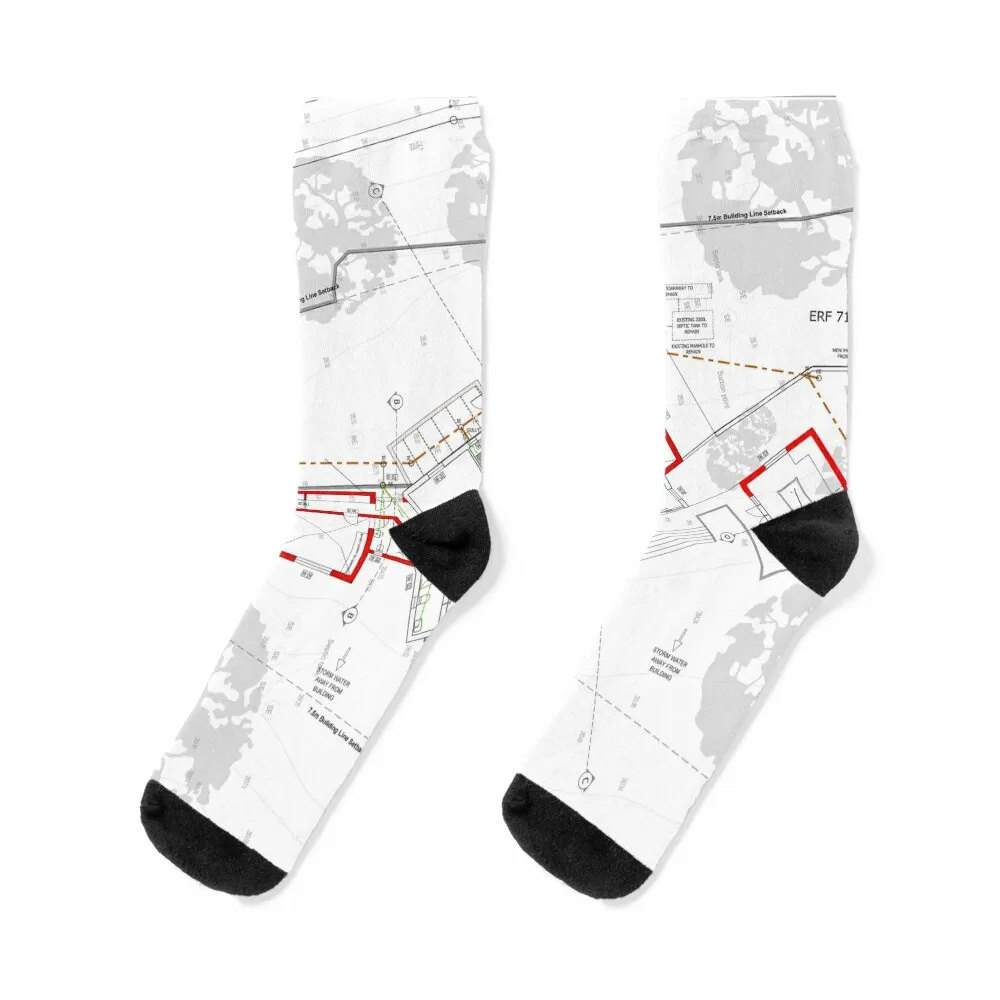 Architect building plan design Socks designer brand winter gifts Socks Women's Men's