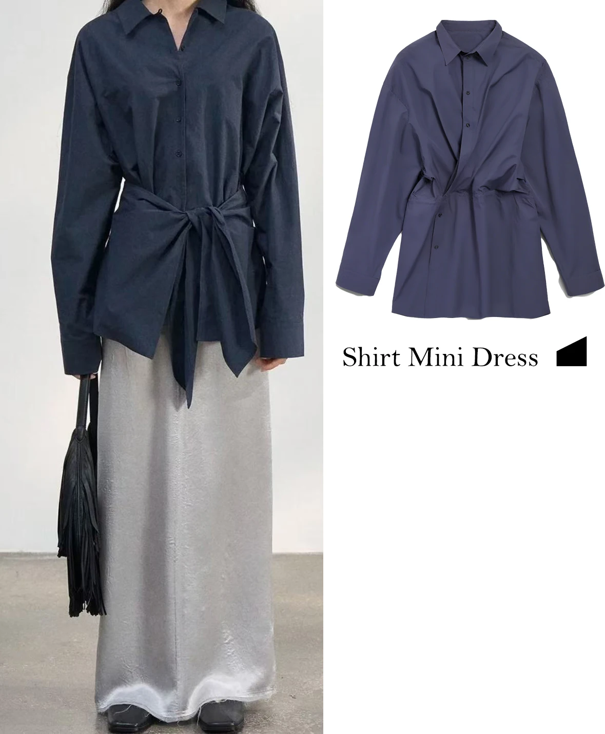 

FWRD Navy Blue Shirt Dress Fashionable Navy Blue Womens Shirt Street Wear Navy Blue Womens Shirt #FWRD0079