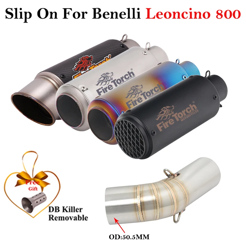 

Выхлопная система Slip On для мотоцикла Benelli Leoncino 800 BJ800: модифицированный глушитель из углеродного волокна, соединительная труба, DB Killer