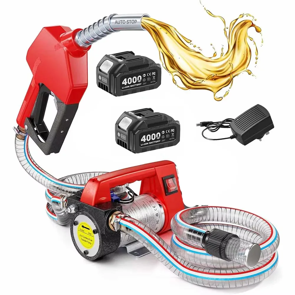 Taskstar 12GPM draadloze dieselbrandstofoverdrachtpomp met 2x6.6FT slangen Elektrische dieselkerosineoverdracht voor 18V Makita batterijpin