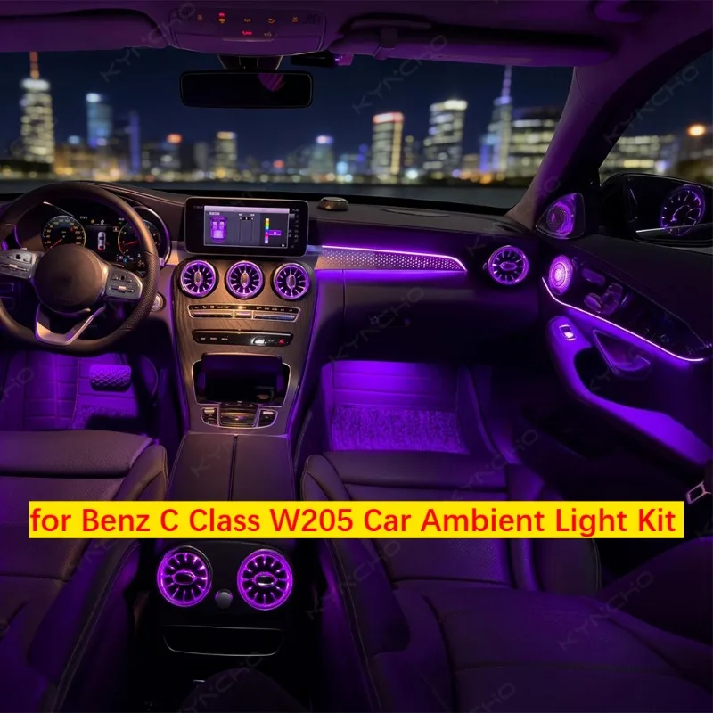 suitable for Mercedes-Benz W205 64 Colors LED Car Ambient Light Kit RGB Bluetooth App Control Symphony Auto Interior Lighting