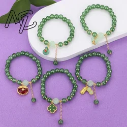 Natural Hetian Jasper Lucky Jade Clover Bracelet Exquisite Sexy Young Girls Fashion Jewelry Best Selling Holiday Gift