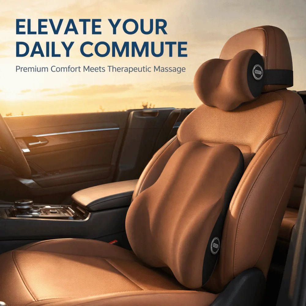 Ergonomic Car Lumbar Support Pillow Lumbar Support Electric Vibration Electric Massage Seat Cushion With Headrest