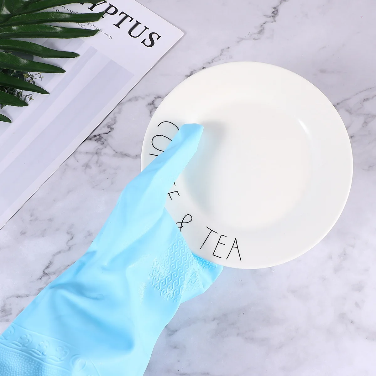 

3Pairs Waterproof Kitchen Cleaning Gloves Thick PVC Rubber Dishwashing Gloves Non-Slip Household Use Size L Random Color