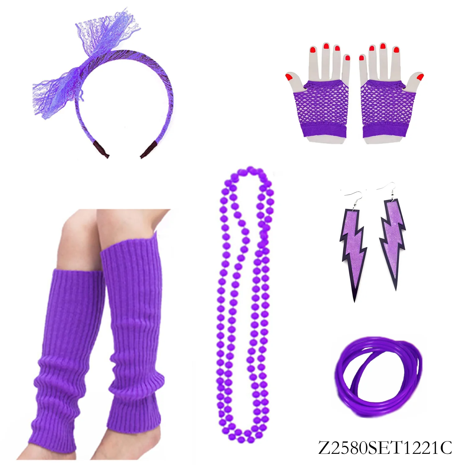 PESENAR Vintage 1980s 6-Piece Retro Accessory Set - Perfect for Channeling Classic 1980s Style & Nostalgic Flair