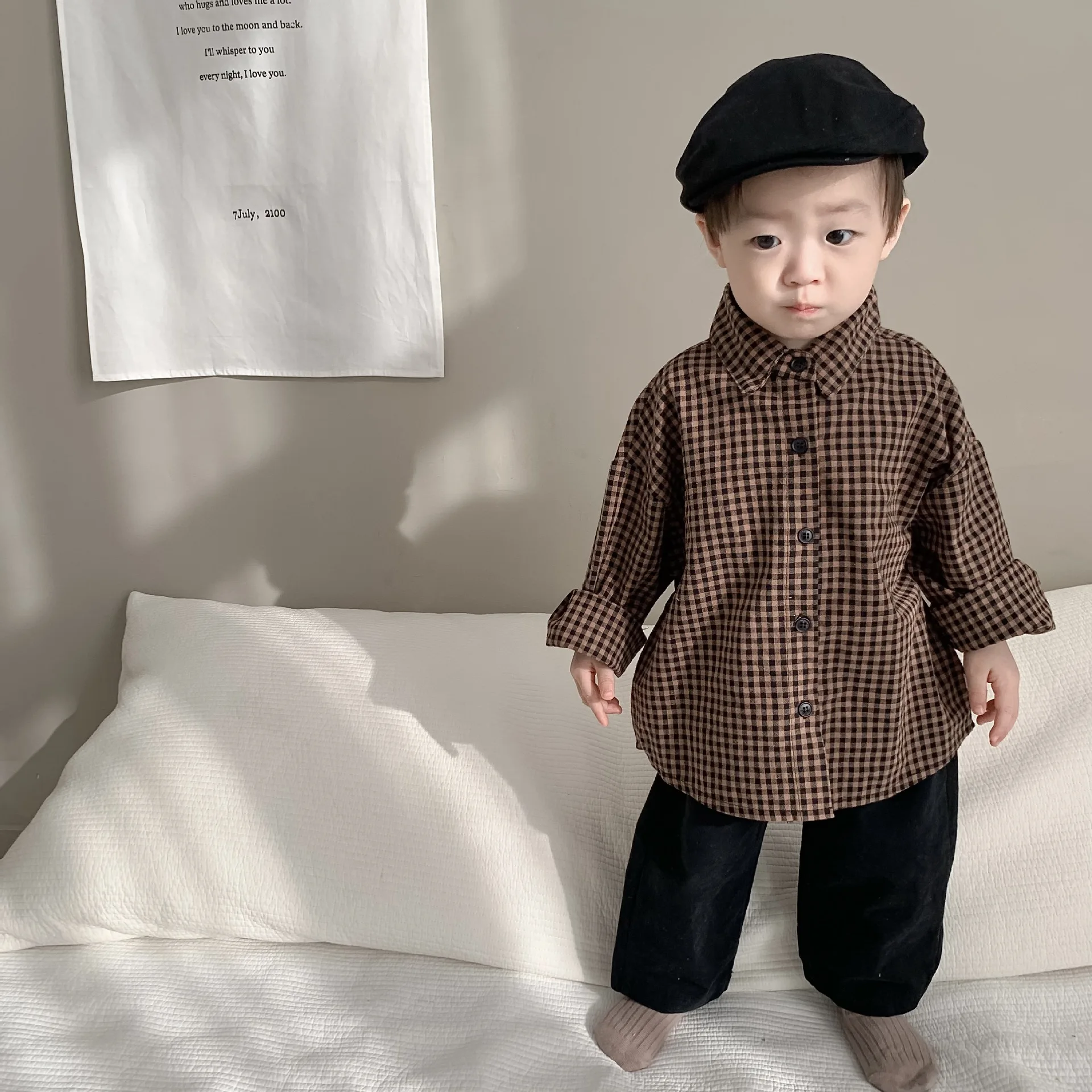 Blouses Go Out Spring Korean Childrens Clothing Autumn New Baby Lapel Collar Lattice Shirt 2024 Simple Fashion Causal