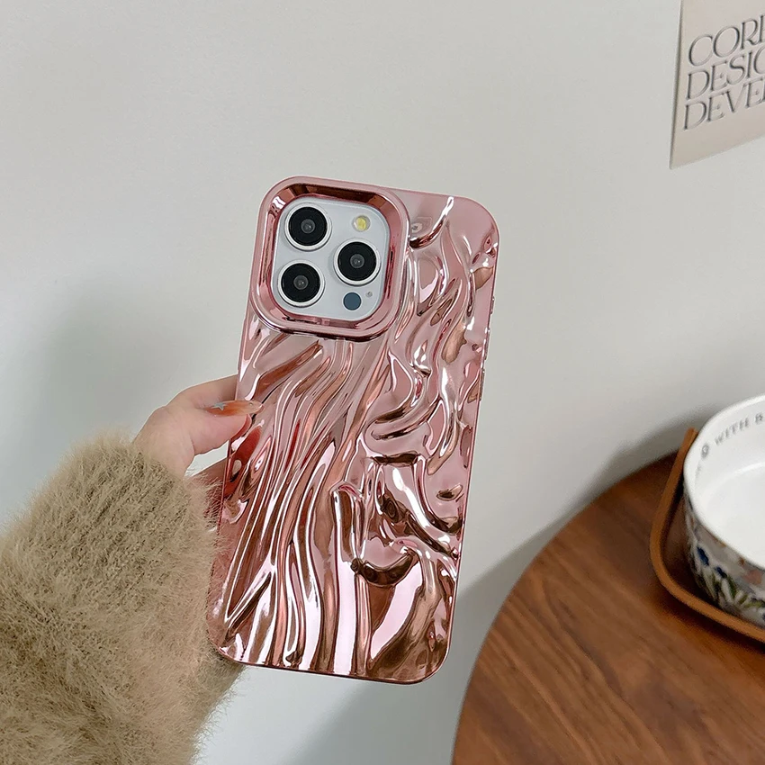 ستيريو الحرير مطوي الملمس جراب هاتف آيفون 16 15 14 13 برو 12 11 ماكس مطلي 16 برو جراب هاتف لينة 17 برو ماكس غطاء