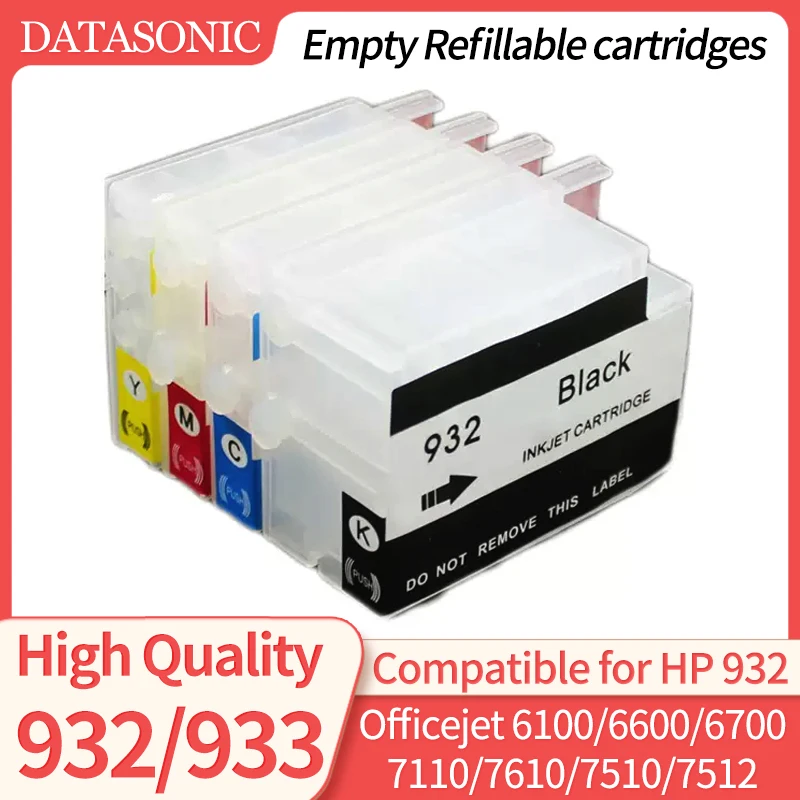 4color 1set for HP 932 XL 933 refill ink cartridge for Hp6100 6600 6700 7110 7612 7610 Empty Refillable cartridges contain chips