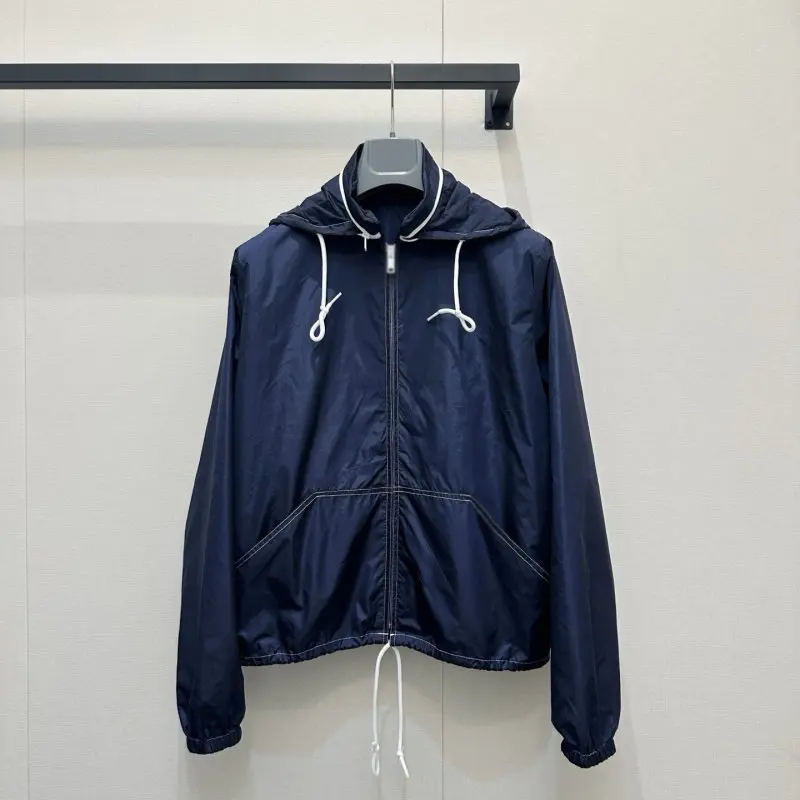 Women's Casual Oversized Color-Block Navy Hoodie, Versatile Zip-Up Jacket