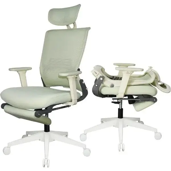 Foldable Ergonomic Office Chair, High Back Desk Chair with Footrest, Mesh Back Computer Chair with Fixed Headrest