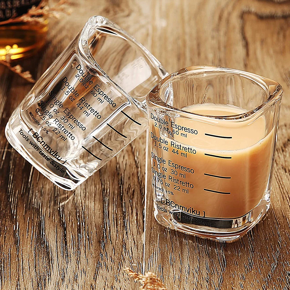 Espresso Shot Glass Liquid Heavy Sturdy Glass Shot Measuring Cup with Scale Wine Coffee Cup