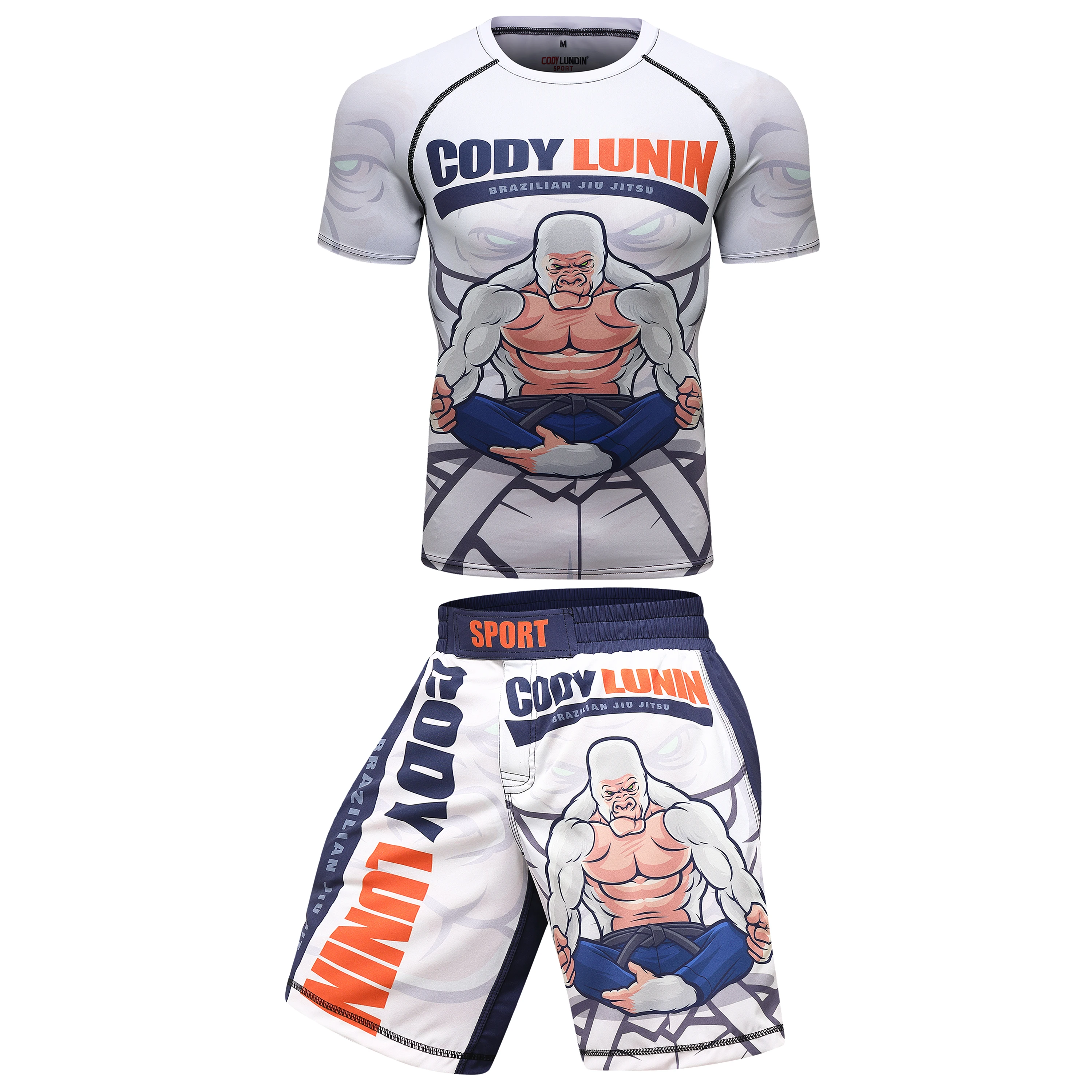 Koszulka z Jiu Jitsu Rashguard zestaw szorty MMA Muay Thai wysypka strażnik dres na siłownię BJJ Rashguard Kickboxing sportowy kombinezon odzież Mma