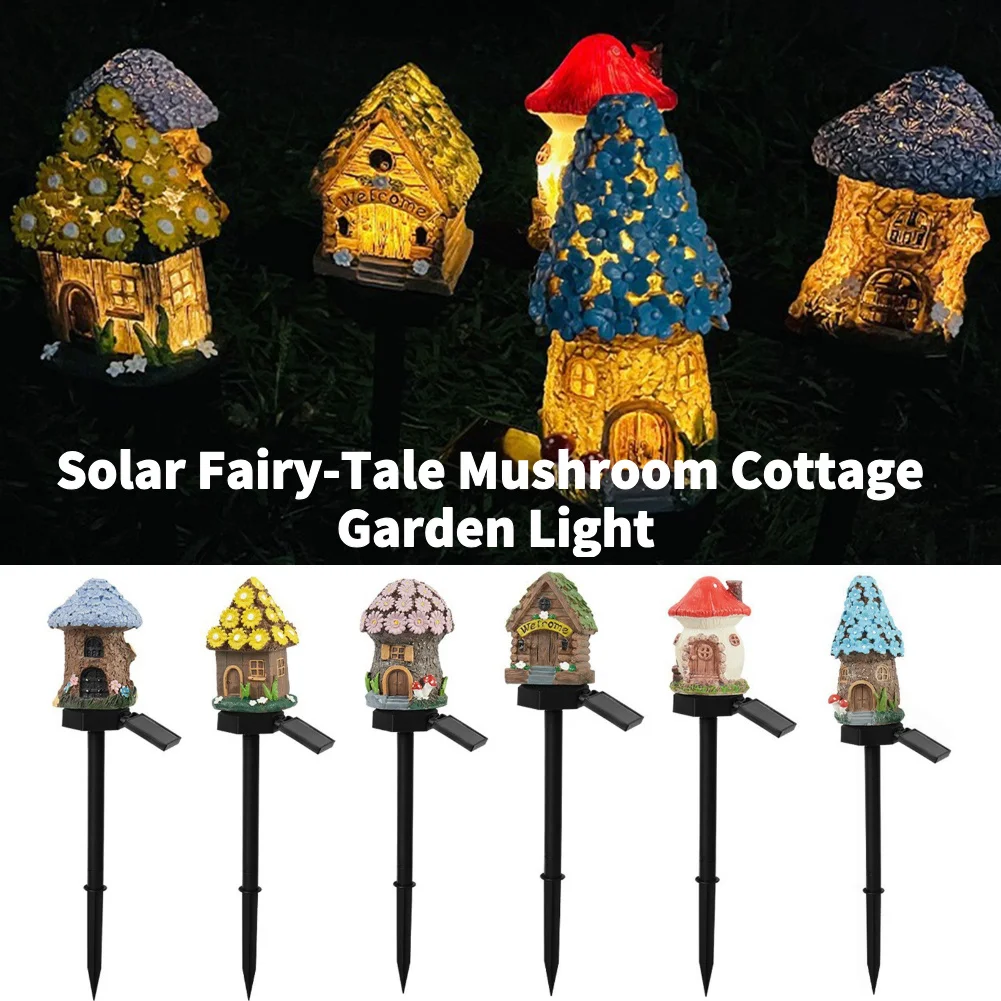 Garden LED Solar Light Creative Cartoon Mushroom Lamp Fairy-Tale Atmosphere Decorative Floor Plug in Light Landscape Lamp