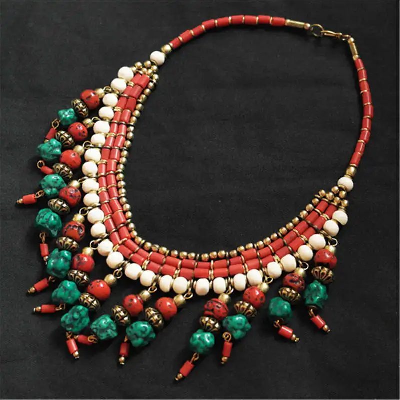 Genuine Tibetan jewelry Tibet Artificial Stone Multi Charms Beaded Necklaces from Nepal TNL512