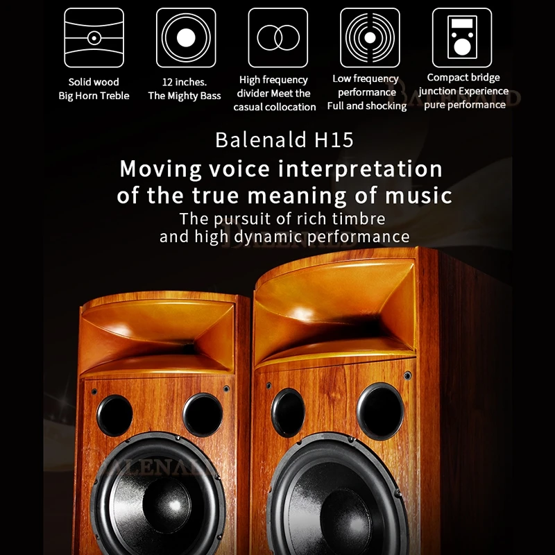 Balenald Audio Horn H15 Bookshelf من الخشب الصلب صوت 12 بوصة مكبر صوت HIFI #5