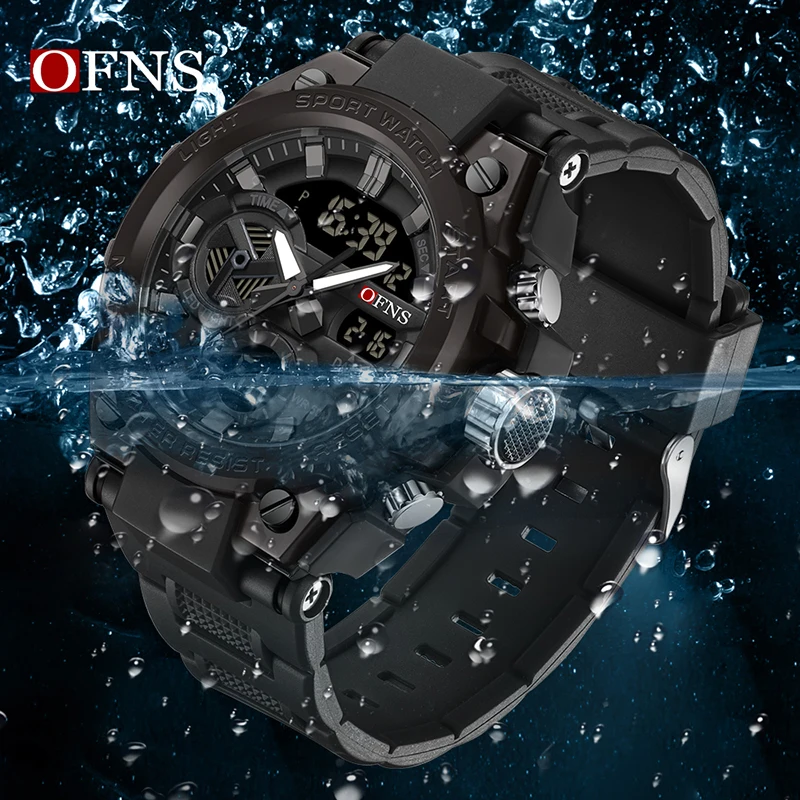 OFNS Luxury G style Military Sports Quartz Watch Waterproof Outdoor Sports Clock Men\'s LED Analog Digital Alarm Wrist Watches