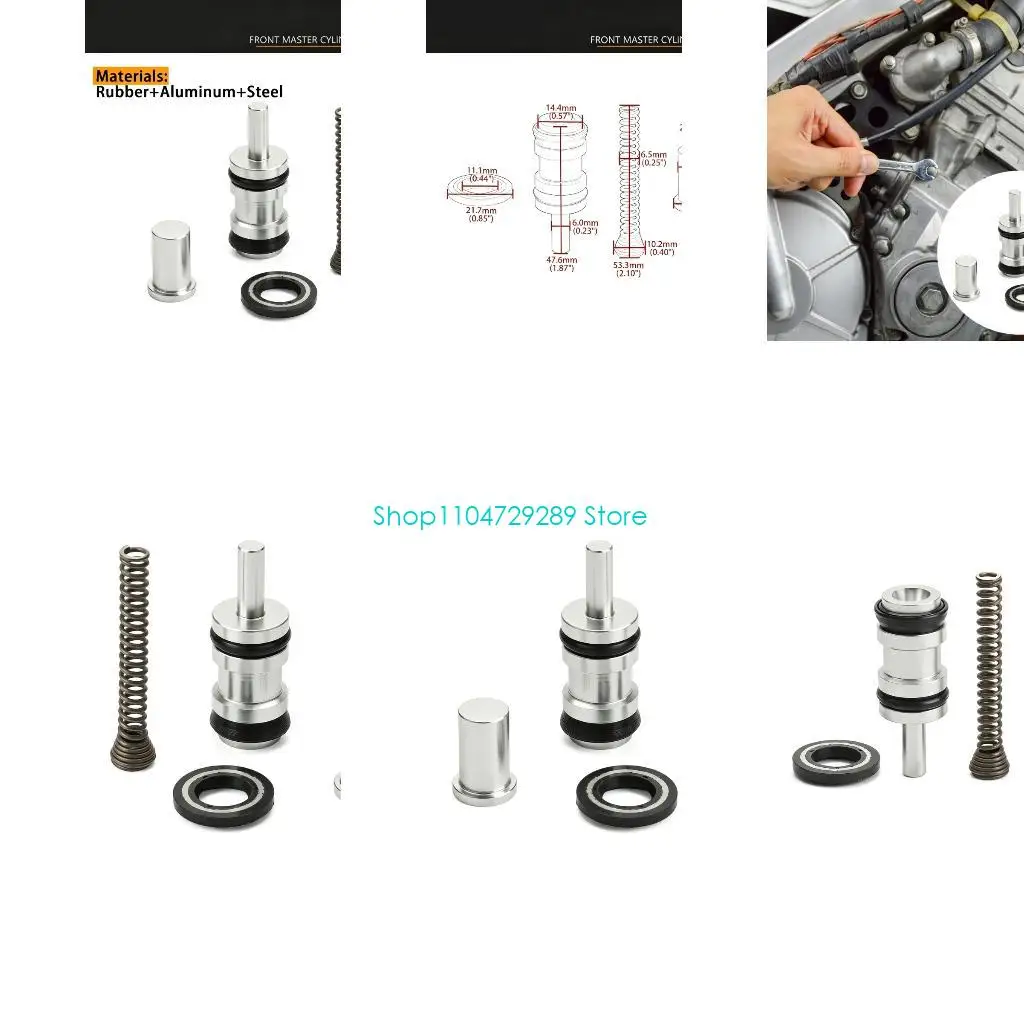 D8KE Motorcycle Front Brake Cylinder Rebuild with Measured Internal Component Sizes, 4 Piece Repair Parts Set for Front Brake