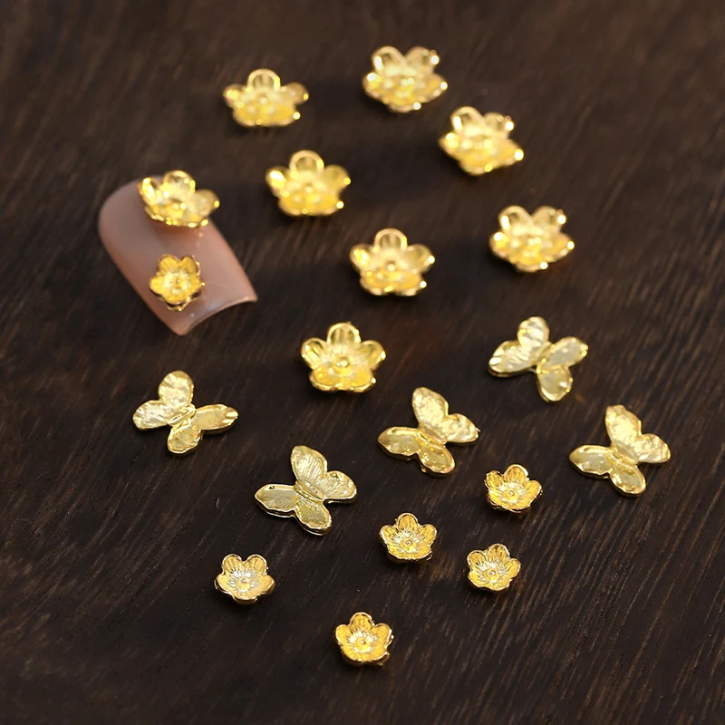 10pcs Elegant Flower Nail Art Charms 3d Alloy Rose Flower Nail Art Charms Gold Nail Jewelry Decoration Nail Metal Parts