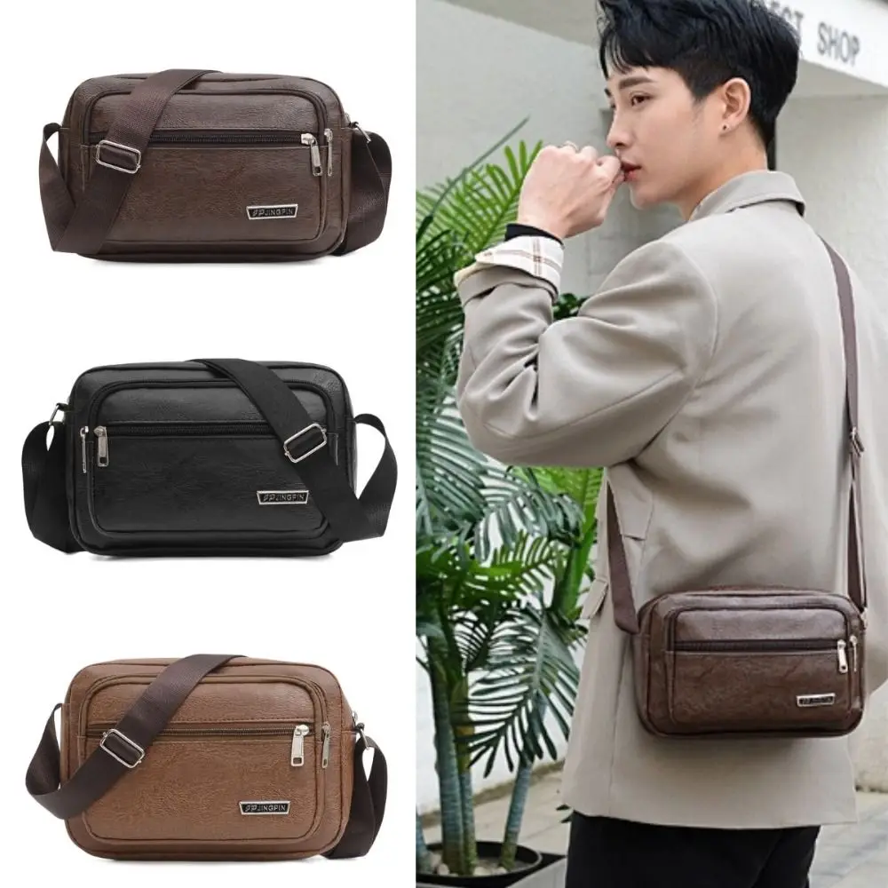 

PU Leather Shoulder Bag Large Capacity Crossbody Bag Imitation Leather Men's Backpack