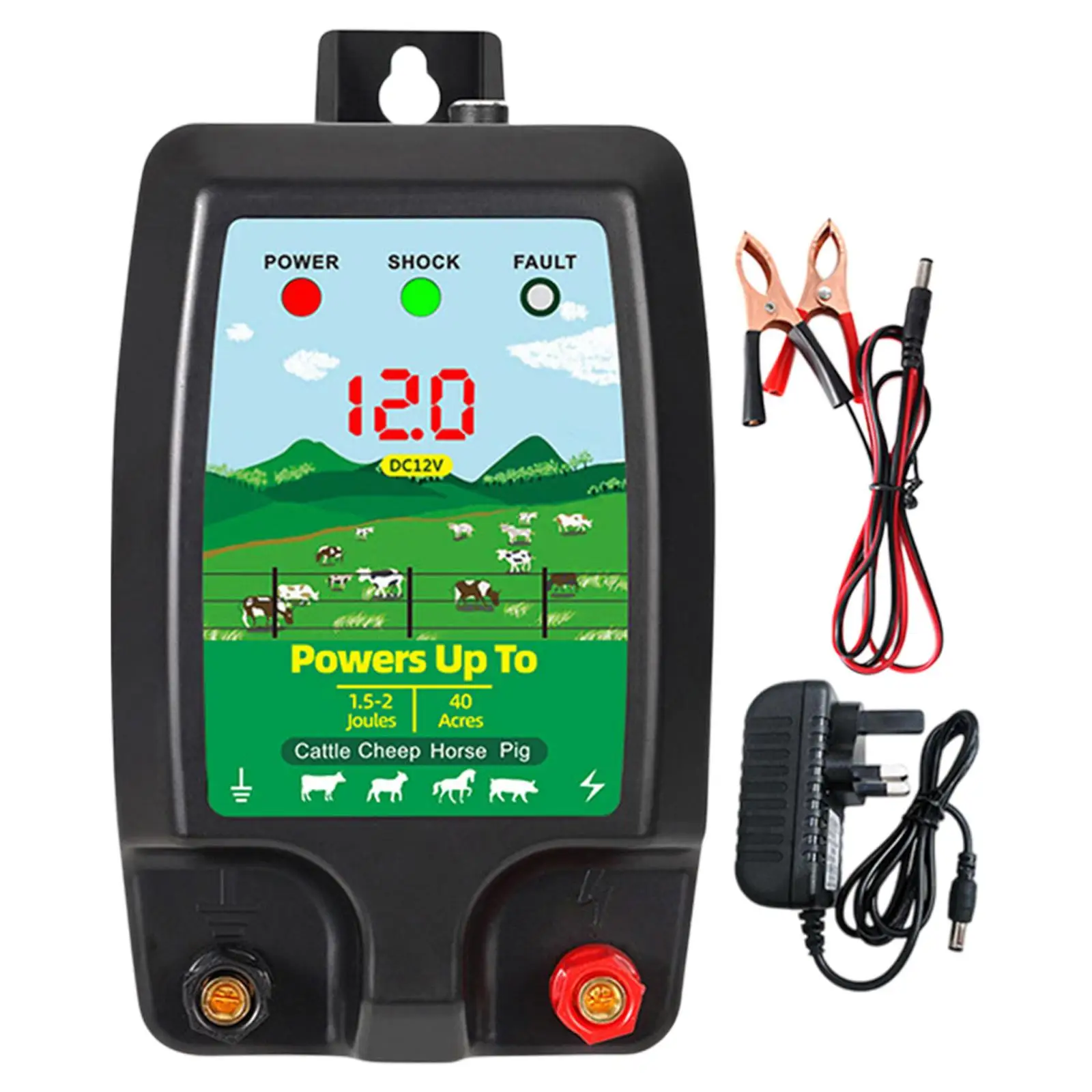 

Electric Fence Energizer Sturdy Portable Controller for Poultry Cattle Lawn