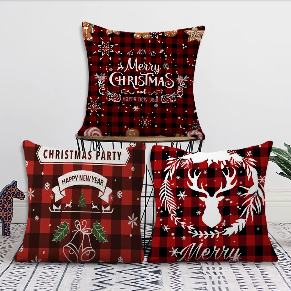 

Merry Christmas Gift Santa Claus Reindeer B Decoration Room Home Sofa living Office Car Nordic Simplicity Pillow Cover